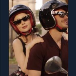 EMILY IN PARIS VALENTINO GOLD CUT CAT EYE SUNGLASSES $980